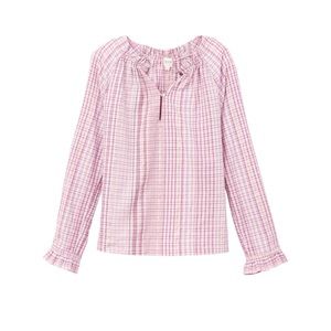Rebecca Taylor La Vie Long Sleeve Lurex Plaid Top